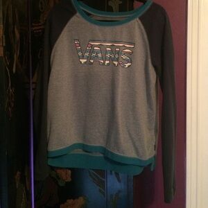 Vans Gray and Teal Women's Sweater